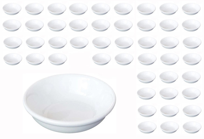 48 Pack White Porcelain Soy Sauce Dipping Dish Plate 48 Pack White Porcelain Soy Sauce Dipping Dish Plate