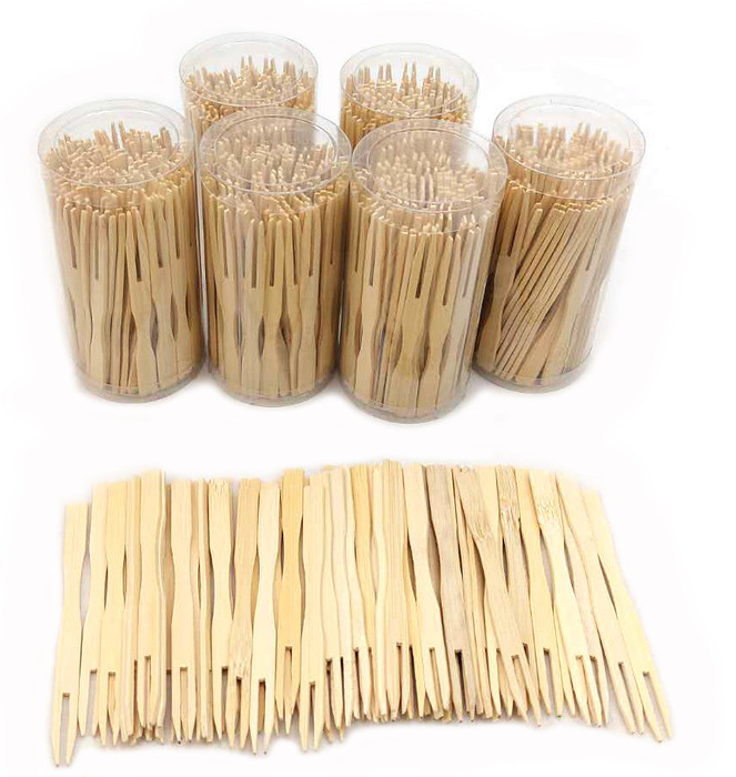 600 Pcs Appetizer Forks Mini Bamboo Forks for Cocktail hourderve Forks Disposable Bamboo Picks Party Toothpick 3.5 inches