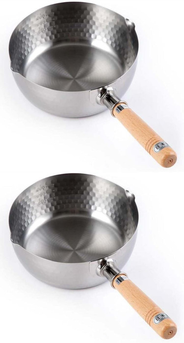 2-Pack Stainless Steel Yukihira Saucepans 16cm Cooking Pot 1.2 Quart Made in Japan