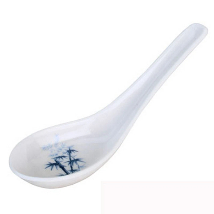 60 Pcs Plastic Japanese Chinese White bamboo Wonton Soup Spoons