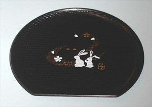 Plastic Half Moon Sushi Plate Bunny Black