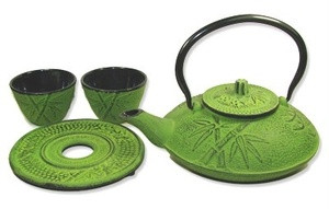 Bamboo Cast Iron Tea Set 21oz Lime