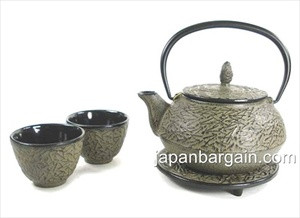 Pine Needle Cast Iron Tea Set Earth Color
