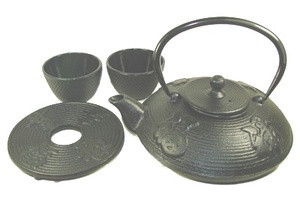 Cast Iron Tea Set with Kanji 27oz Black