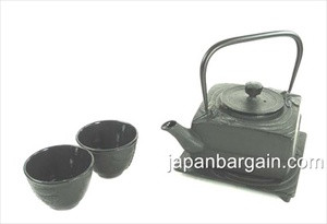 Square Cast Iron Tea Set Dragonfly Black