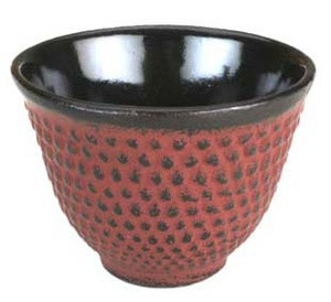 Hobnail Cast Iron Teacup Burgundy