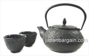 Black Cast Iron Tea Set Pine Needle