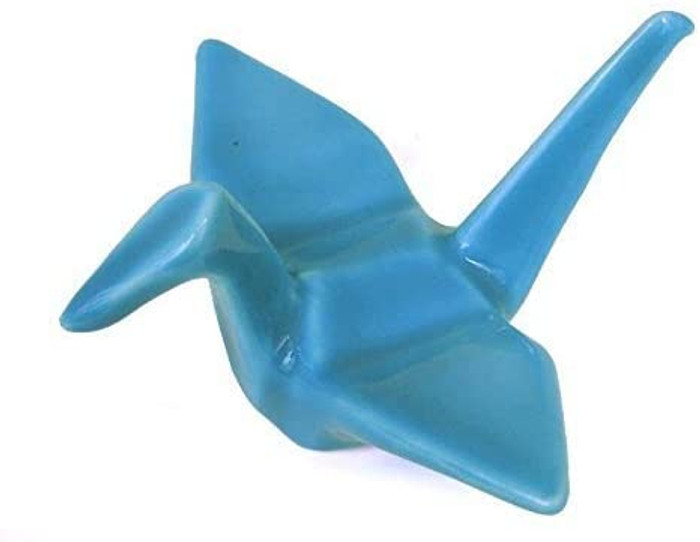 Porcelain Chopsticks Rest Holder Japanese Origami Crane Shape Wedding Favors for Guest, Blue Color, Pack of 12