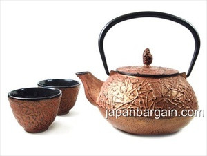 Copper Color Cast Iron Tea Set Pine Needle