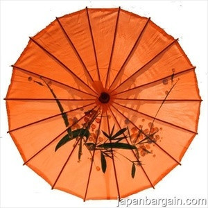 Dark Orange Oriental Parasol 32in