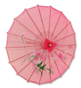 Pink Transparent Chinese Parasol 22in