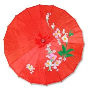 Red Transparent Chinese Parasol 22in