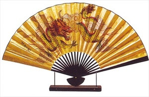 Large Oriental Table Fan Dragon 18in