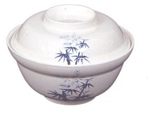 Bamboo Melamine Miso Soup Bowl w/Lid 6in