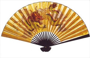Large Oriental Wall Fan Dragon 40in