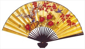 Large Oriental Wall Fan Plum Blossom 40in