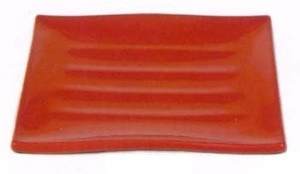 Black/Red Melamine Sushi Plate 7.75x6.75in