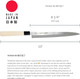 High Carbon Stainless Steel Yanagiba Sashimi Sushi Chef Knife – 8.25" (210mm), Made in Japan High Carbon Stainless Steel Yanagiba Sashimi Sushi Chef Knife – 8.25" (210mm), Made in Japan
