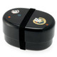 Japanese Black/Gold Curled Cat 2-Tiered Bento Box