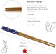 Bamboo Chopsticks Reusable Japanese Chinese Korean Wood Chop Sticks Hair Sticks 5 Pair Gift Set Dishwasher Safe, 9 inch (1, Blue Print)