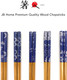 Bamboo Chopsticks Reusable Japanese Chinese Korean Wood Chop Sticks Hair Sticks 5 Pair Gift Set Dishwasher Safe, 9 inch (1, Blue Print)