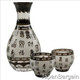 Sashiko Cut Calligraphy Glass Sake Set Black