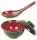 Japanese Rice & Soup Bowl with Lid and Spoon – 10 oz Black and Red Melamine Bowl Set Japanese Rice & Soup Bowl with Lid and Spoon – 10 oz Black and Red Melamine Bowl Set