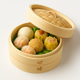 6-Inch Bamboo Steamer Set with Two Baskets and Lid