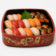 Japanese Plastic Sushi Serving Tray – Red/Black Lacquer Style 12.75", Restaurant Quality
