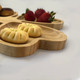 Four Grids Romantic Wedding Heart Shaped Leave Design Bamboo Fruit Snack Serving Tray Plate Appetizer Section Platter