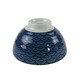 Japanese Porcelain Rice Bowls Gift Set,Lucky Cat and Wave Pattern Miso Soup Bowls, Blue Color, Set of 5, Made in Japan