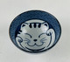 Japanese Porcelain Rice Bowls Gift Set,Lucky Cat and Wave Pattern Miso Soup Bowls, Blue Color, Set of 5, Made in Japan