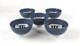 Japanese Porcelain Rice Bowls Gift Set,Lucky Cat and Wave Pattern Miso Soup Bowls, Blue Color, Set of 5, Made in Japan