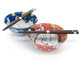 Japanese Porcelain Rice Bowls and Chopsticks Gift Set, Lucky Cat Pattern Soup Bowls, Blue and Pink Color, Set of 2, Made in Japan