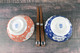 Japanese Porcelain Rice Bowls and Chopsticks Gift Set, Lucky Cat Pattern Soup Bowls, Blue and Pink Color, Set of 2, Made in Japan
