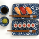 Japanese Porcelain Sushi Set with Navy Blue Sakura Design Japanese Porcelain Sushi Set with Navy Blue Sakura Design