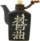 Soy Sauce Dispenser With Cork Top Stopper Traditional Japanese Pottery Shoyu Bottle Pot, 5.5 oz, Black Color, Made in Japan