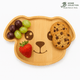 2 Pack Bamboo Dog Face Plates – 9.75x6.75 Inch Cute Kids Snack and Appetizer Plates, Eco-Friendly Bamboo Dishes for Fruit or Dessert