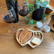 2 Pcs Wood Double Heart Shape Romantic Serving Tray