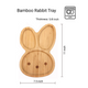 2 pcs Bamboo Bunny Face Plate Tray for Snacks Appetizer