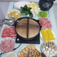 Japanese Style Cast Iron Shabu Shabu Hot Pot Sukiyaki Nabe with Wooden Lid and Hot Pad, 8.25 inches Diameter