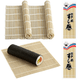 2 Pack Large Bamboo Sushi Mats – 10.5 Inch Square Reusable Rolling Mats for Sushi Making, Natural Bamboo