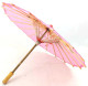 3 Pack Asian Parasols – 32" Pink Nylon Umbrellas with Bamboo Frame, Hand-Painted Floral Design
