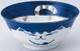 4 Blue Porcelain Serving Soup Bowl Maneki Neko Smiling Cat Pattern 18 fl.oz 6-inch Made in Japan