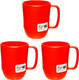 3 Pack Red Plastic Microwavable Water Mug 12oz White BPA Free Made in Japan