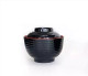6 Pack Black/Red Melamie Miso Soup Vegetable Bowl With Lid 11oz