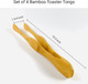 4 Pack 10.5 inch Bamboo Wood Toast Tong Kitchen Tongs for Cooking Serving Bread Fruit Pickles