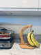 2 Pack Bamboo Banana Hanger Bamboo Wood Banana Hook Fruit Holder Grape Holder Countertop Banana Holder Stand