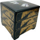 2 Pack Plastic Lacquered Black Crane Jubako Box Japanese Traditional 3 Tiers Stack Box Food Container Bento Box Made in Japan