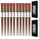 2 Pair Bamboo Chopsticks Set – 9 Inch Reusable Japanese Style Red Sakura Wood Chopsticks, Gift Boxed, Dishwasher Safe